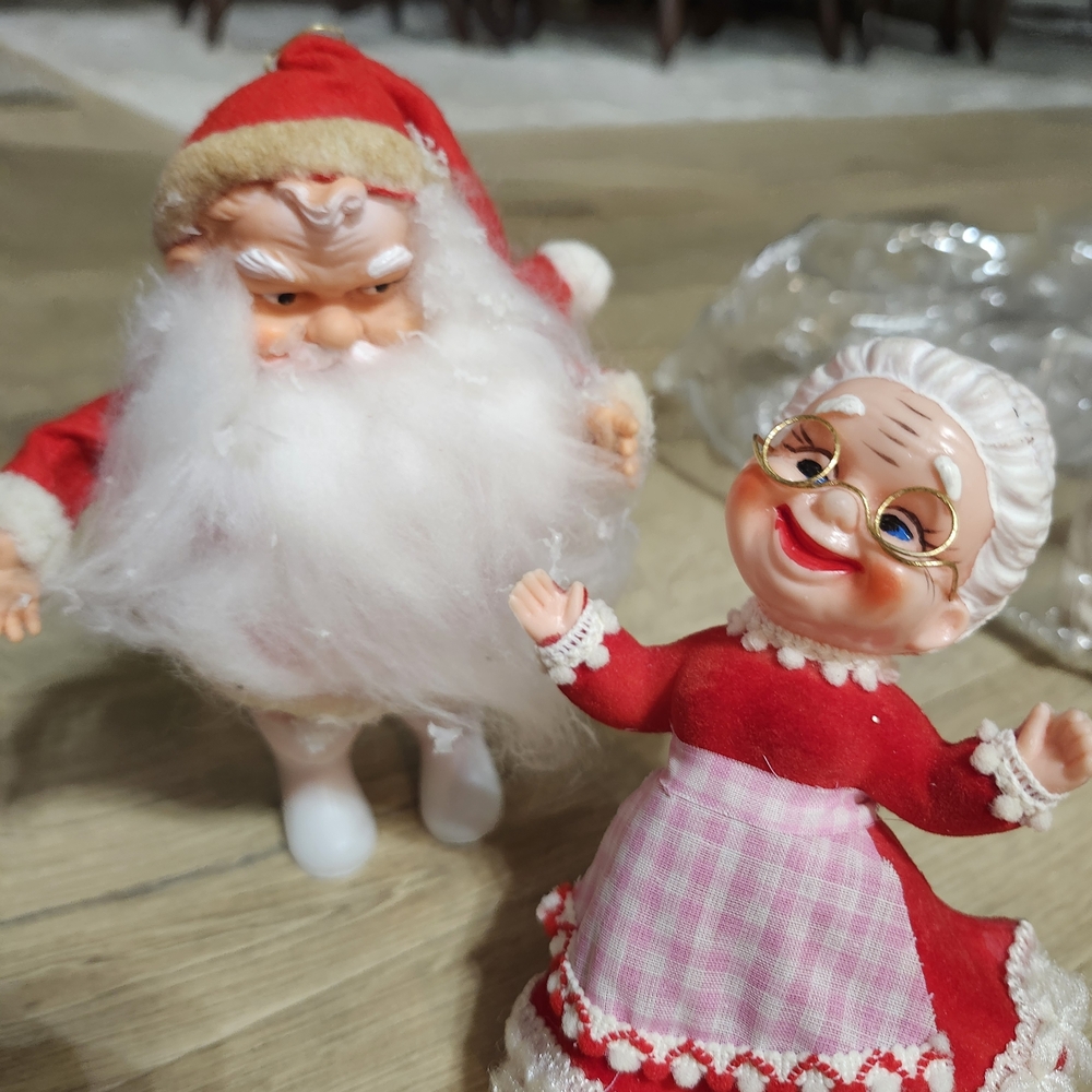 Festive Santa and Mrs. Claus Holiday Decor Set - Red and White..Napco